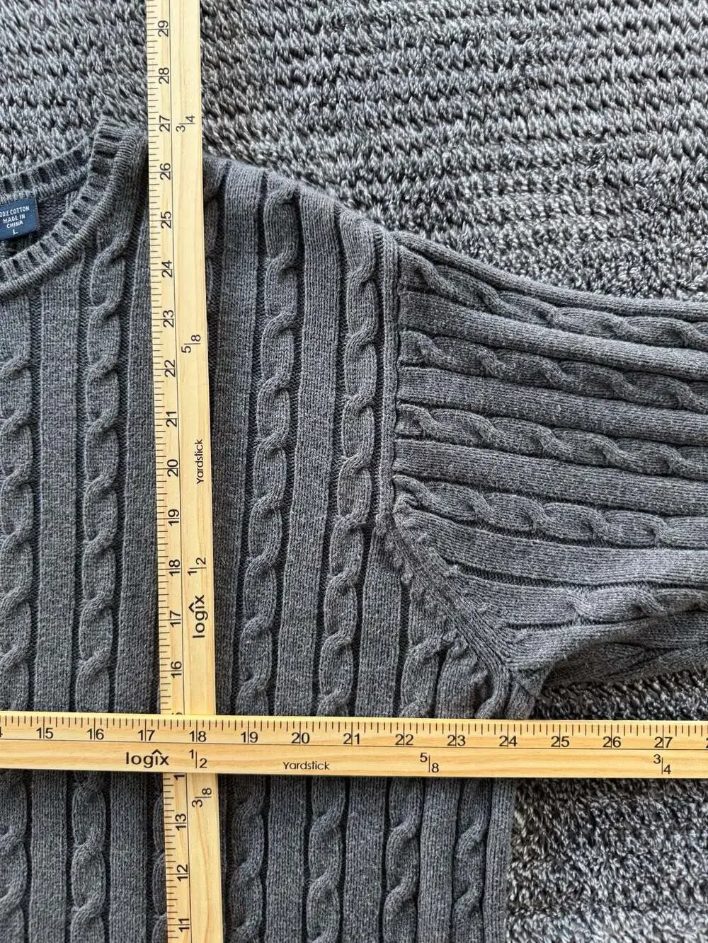IZOD Gray Cable Knit Crewneck Sweater